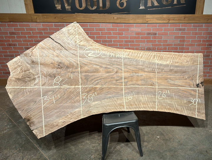 Bastogne / Paradox Black Walnut Live Edge Slab 2"T x 26"W to 34"W x 82"L #CY71768E