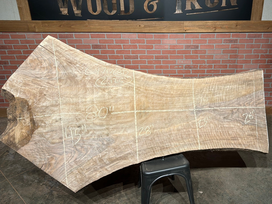 Bastogne / Paradox Black Walnut Live Edge Slab 2.125"T x 23"W to 45"W x 80"L # CY71768D