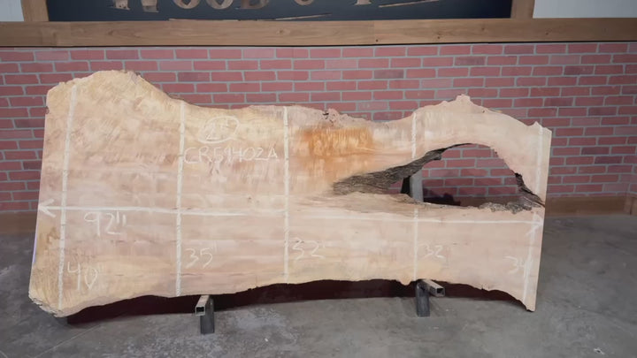 Maple Slab 2"T x 32"W to 40"W x 92"L #CR59402A